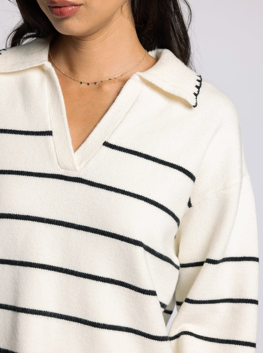 cream and black stripe sweater