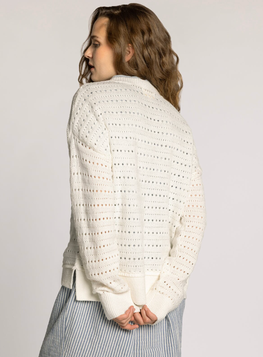 white open knit sweater