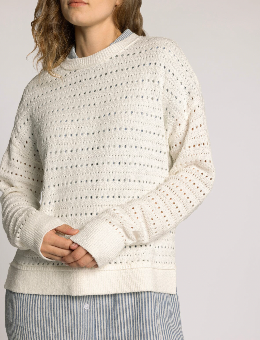 white open knit sweater