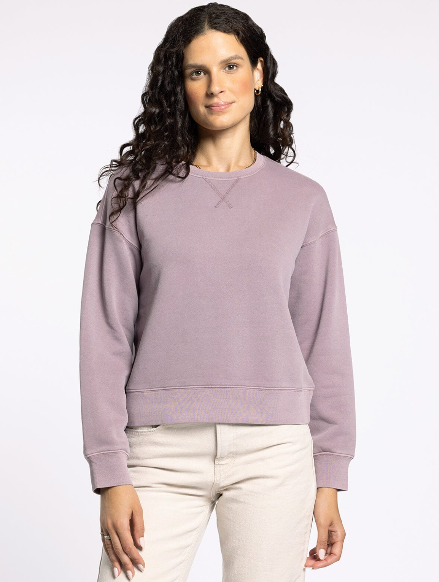 light purple crewneck sweatshirt