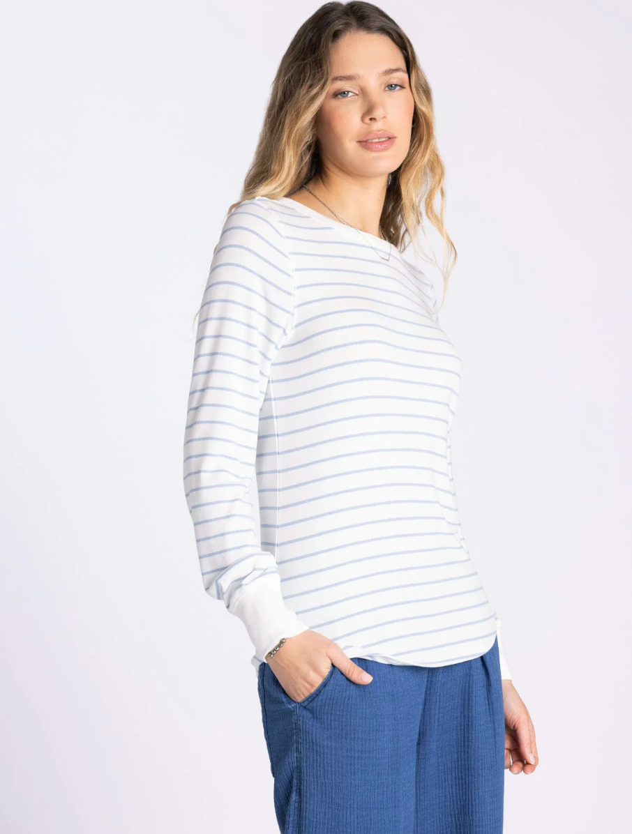 Thread & Supply : Stacey Top in Ivory Blue Stripe