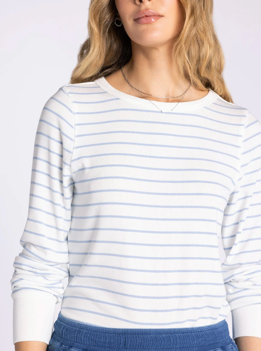 Thread & Supply : Stacey Top in Ivory Blue Stripe