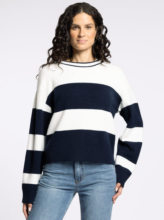 navy rugby stripe sweater