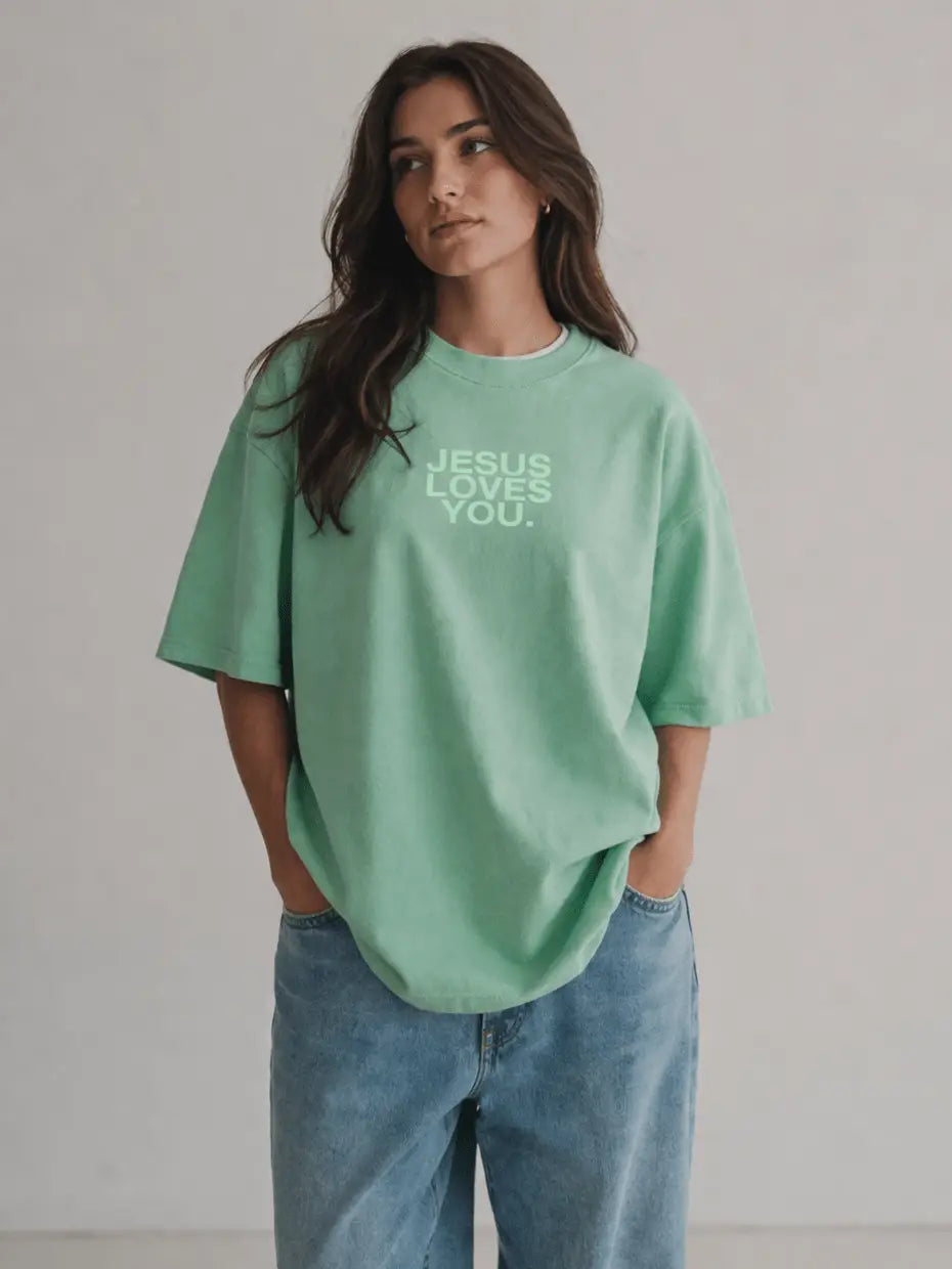 Jesus Loves You Tee in Mint
