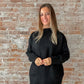 black mock neck tunic sweater