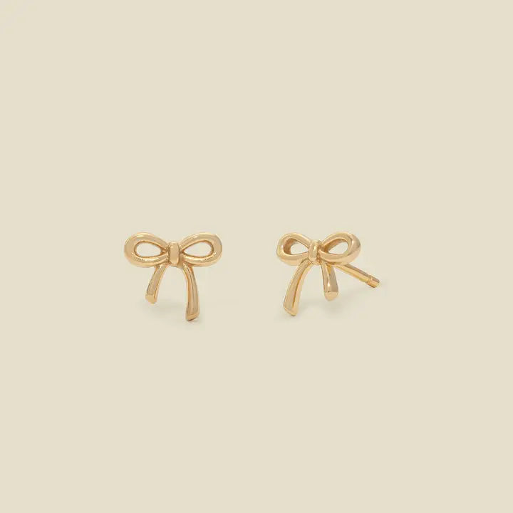 gold bow stud earrings