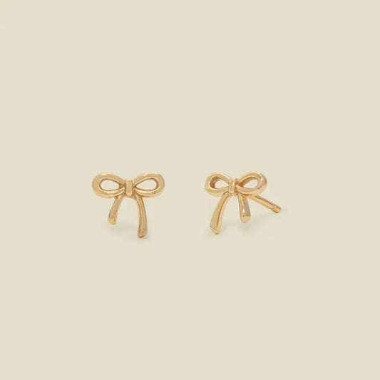 gold bow stud earrings