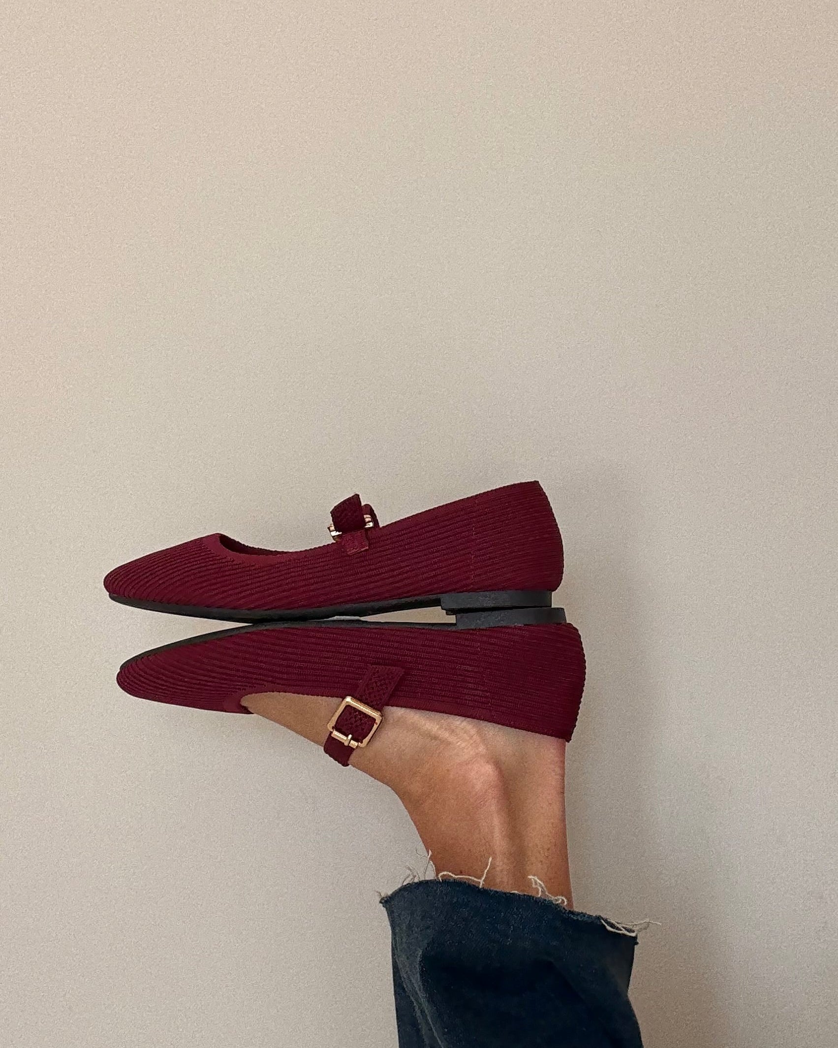 red mary jane flats