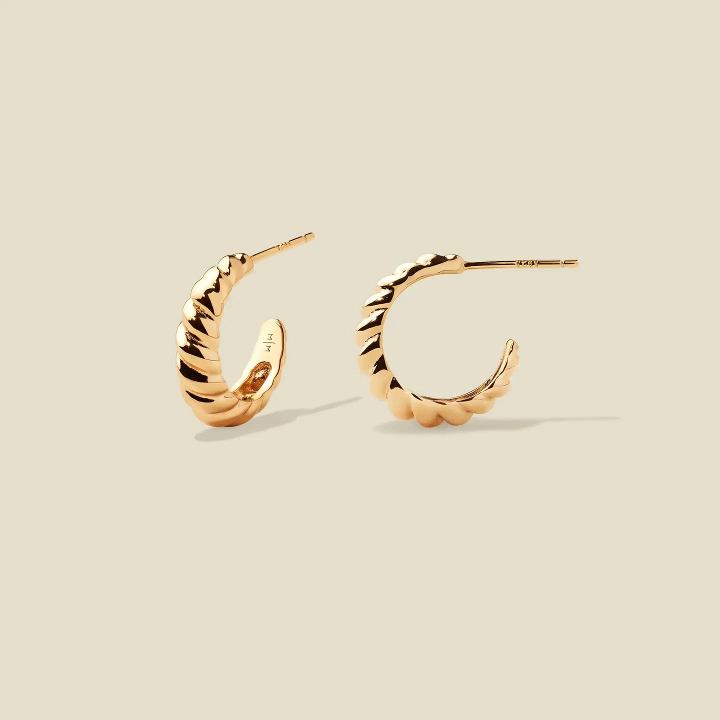 croissant braided gold hoop earrings