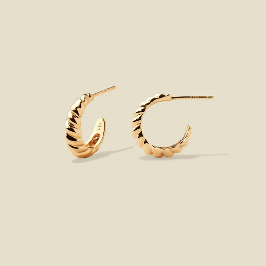 croissant braided gold hoop earrings