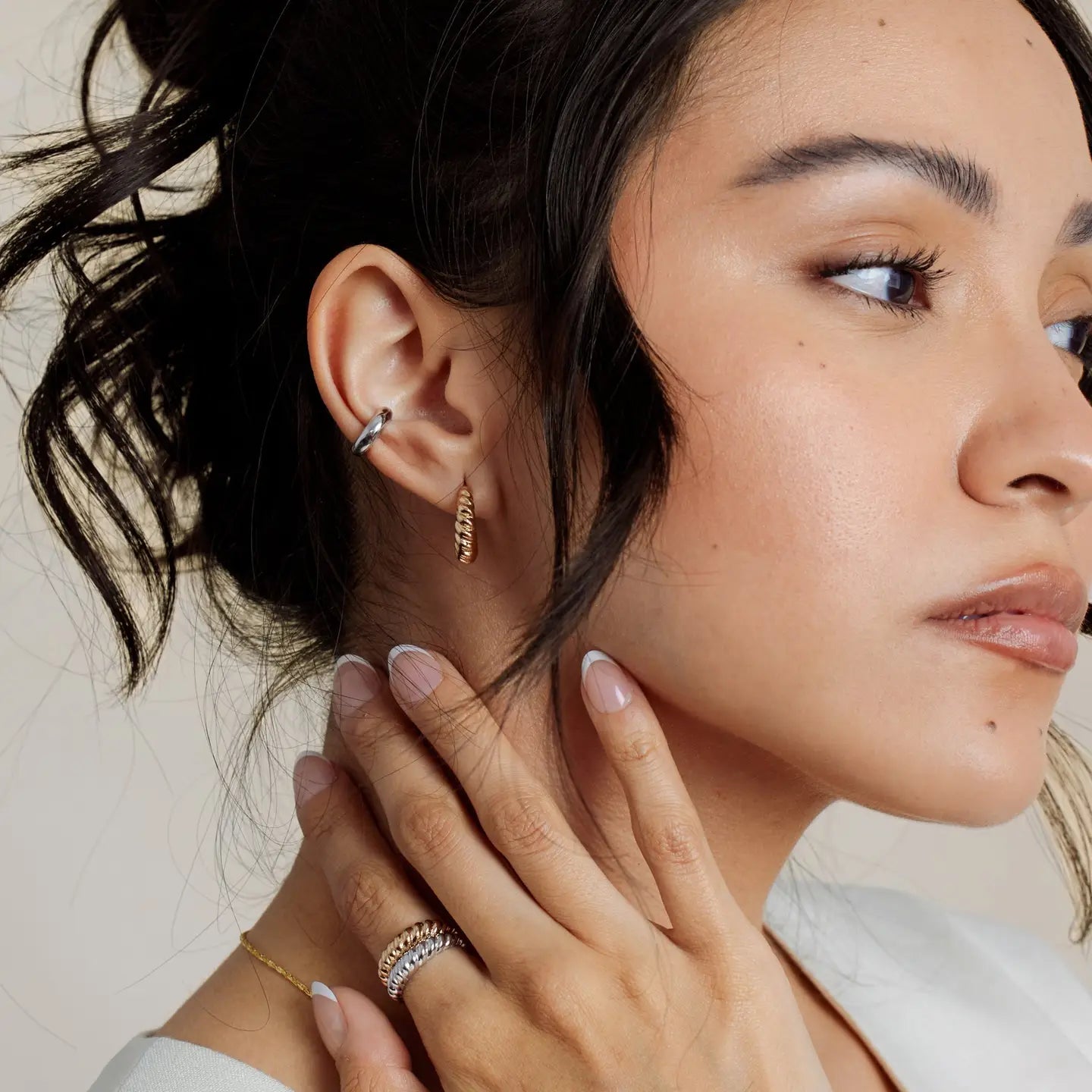 croissant braided gold hoop earrings