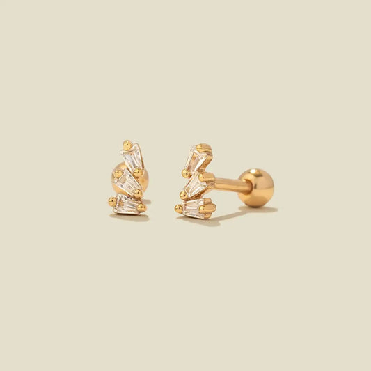 Triple Baguette Stud Earring *live in*