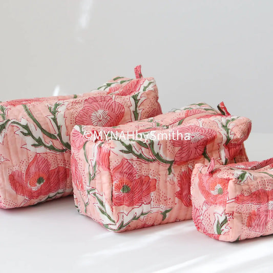 Cosmetic Bags : Peach Poppies