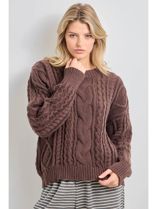 Cable Sweater in Brown