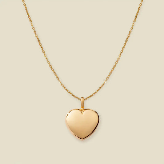 chunky gold heart charm neckace