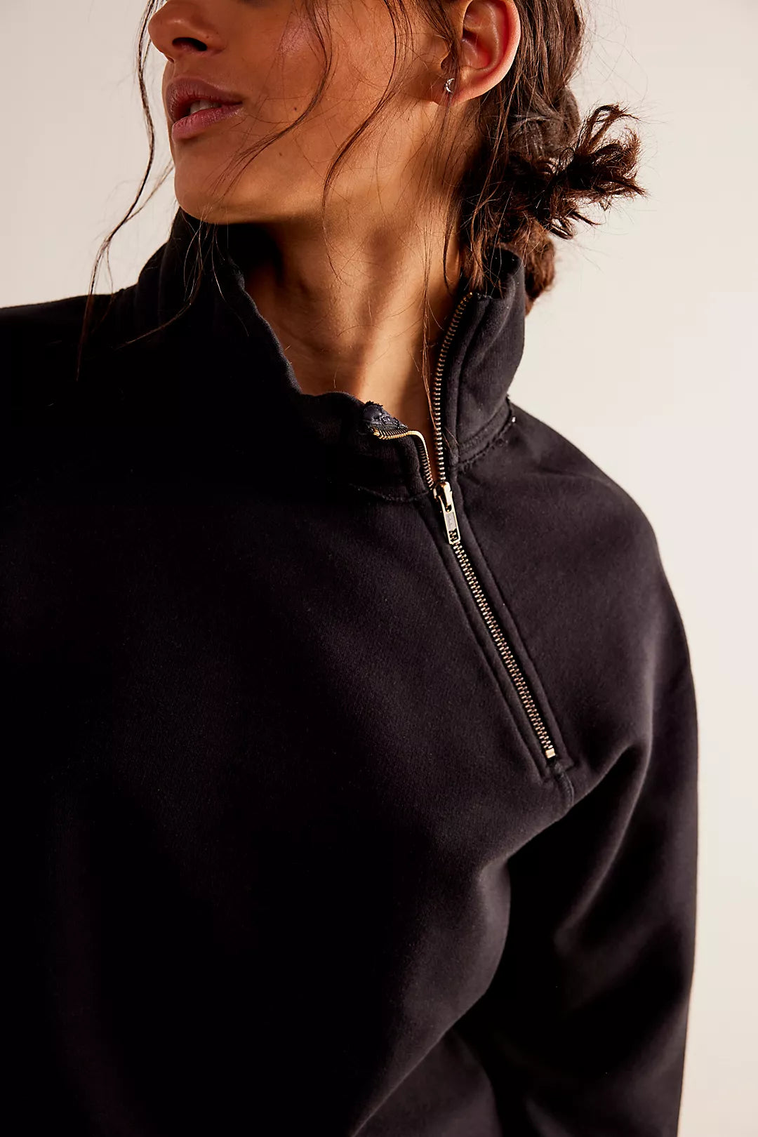 Free People: Just a Game 1/2 Zip - Washed Black