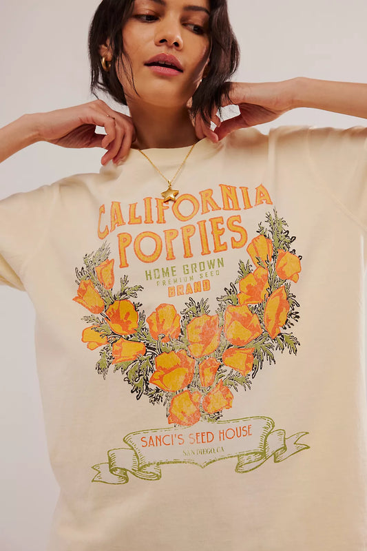 Free People: Harvest Vintage Tee in Cal. Poppies