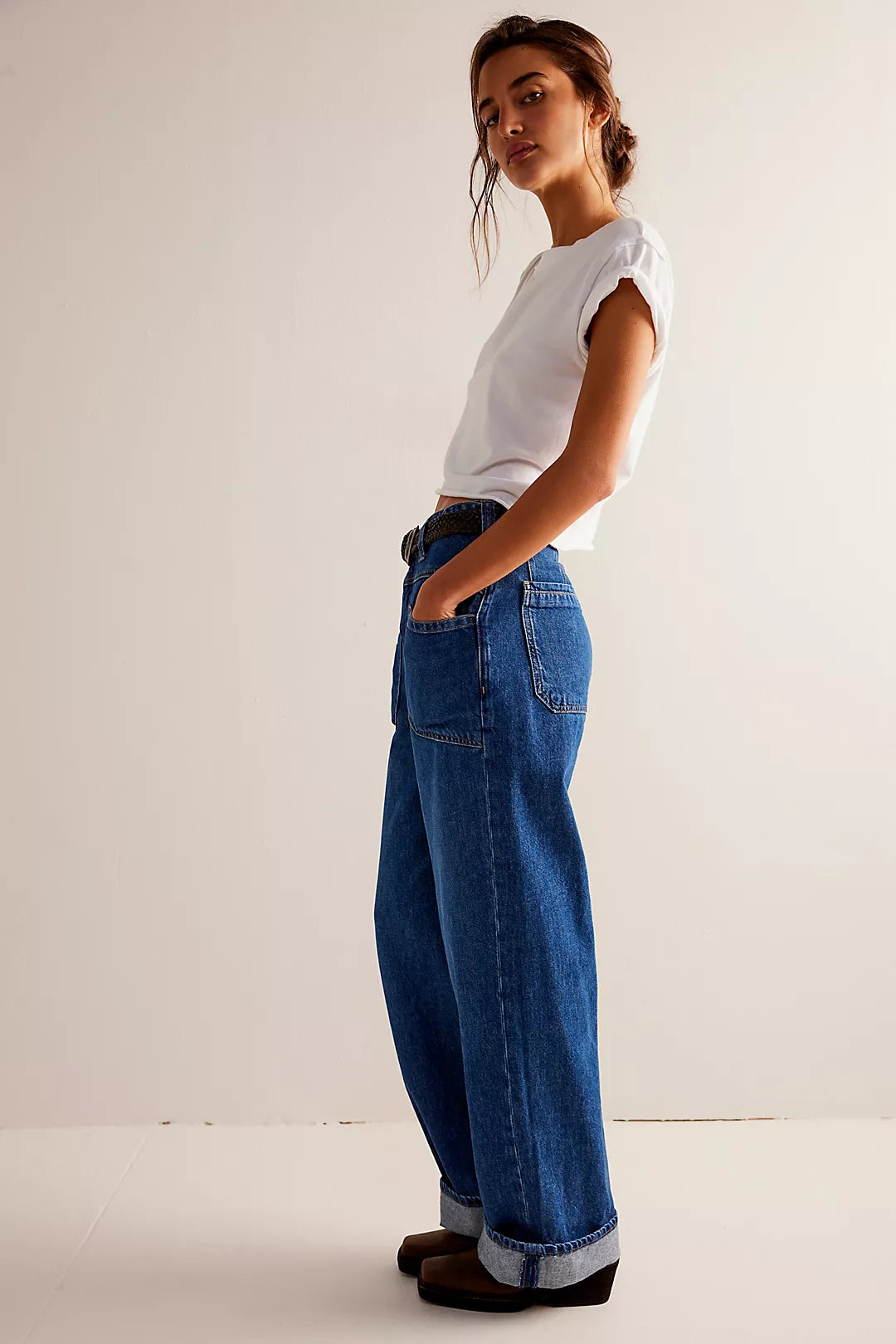 Free People: Palmer Cuff Jeans in Tunnel Vision