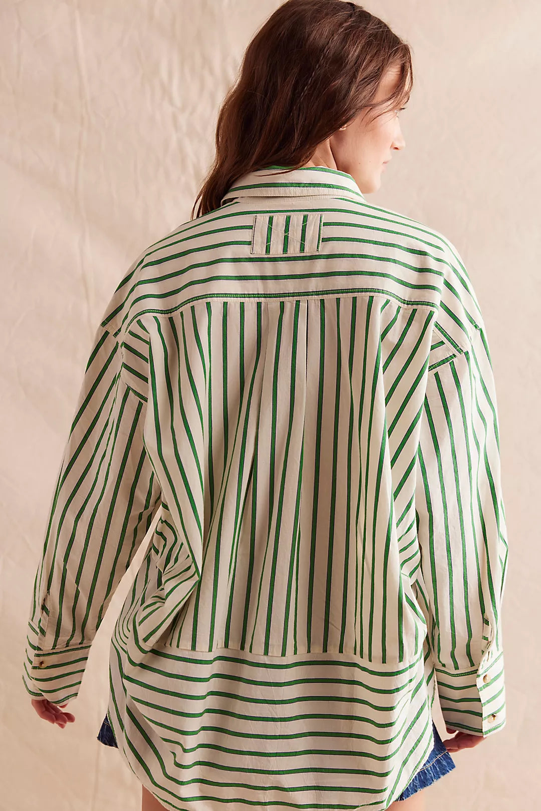 Free People: Varstiy Vibes Shirt in Green Combo