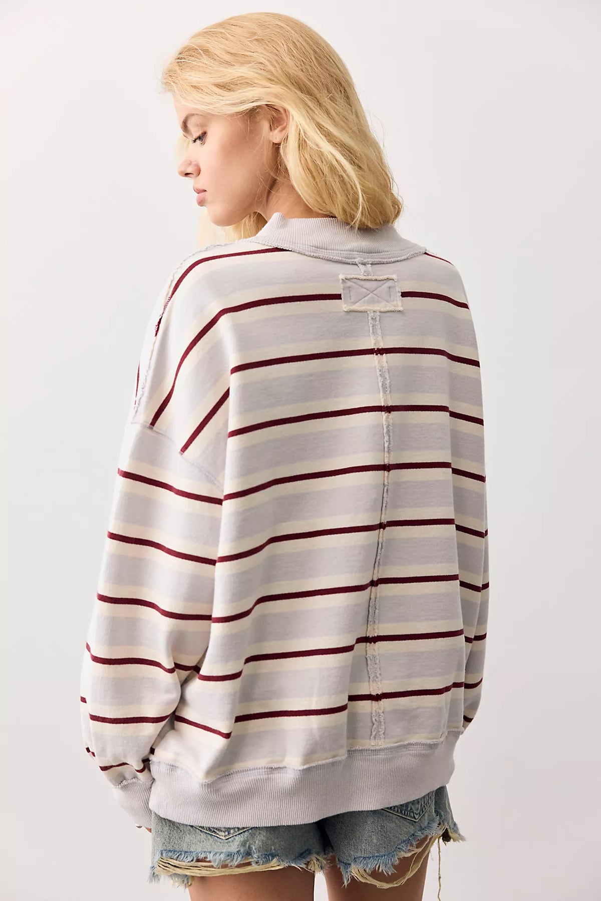 Free People: Palm Springs Pullover in Washed Blue Stripe