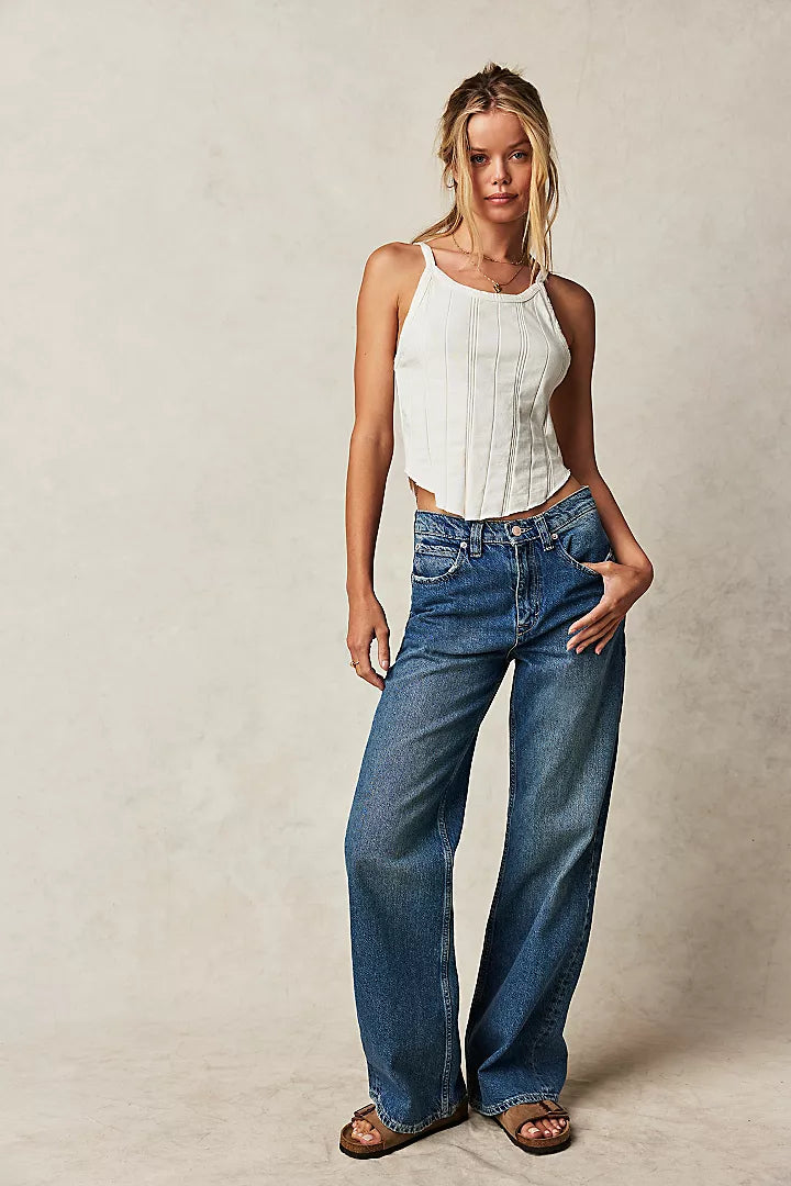 Free People: Tinsley High Rise Baggy Jean in Hazy Blue