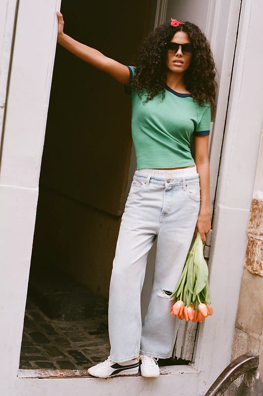 Free People: Deep Trance Boyfriend Jean in Bleached Out