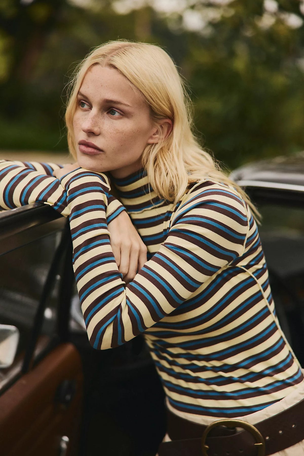 Free People: Good Good Stripe Turtleneck in Yellow Combo