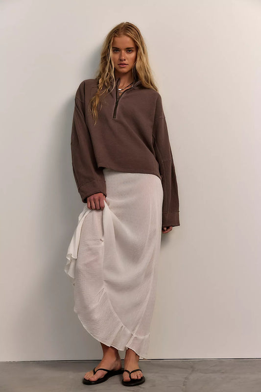 Free People: Celeste 1/4 Zip in Mochachinno