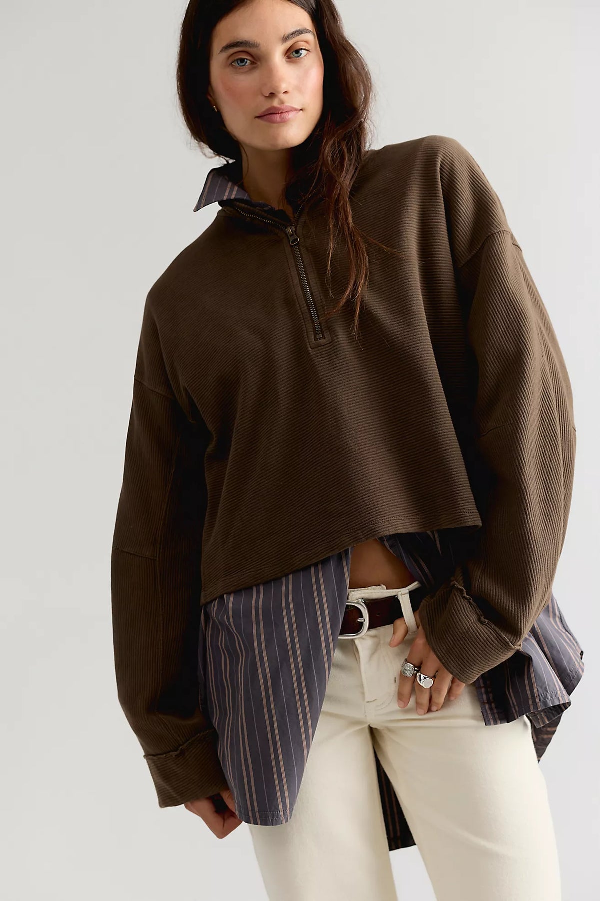 Free People: Celeste 1/4 Zip in Teak