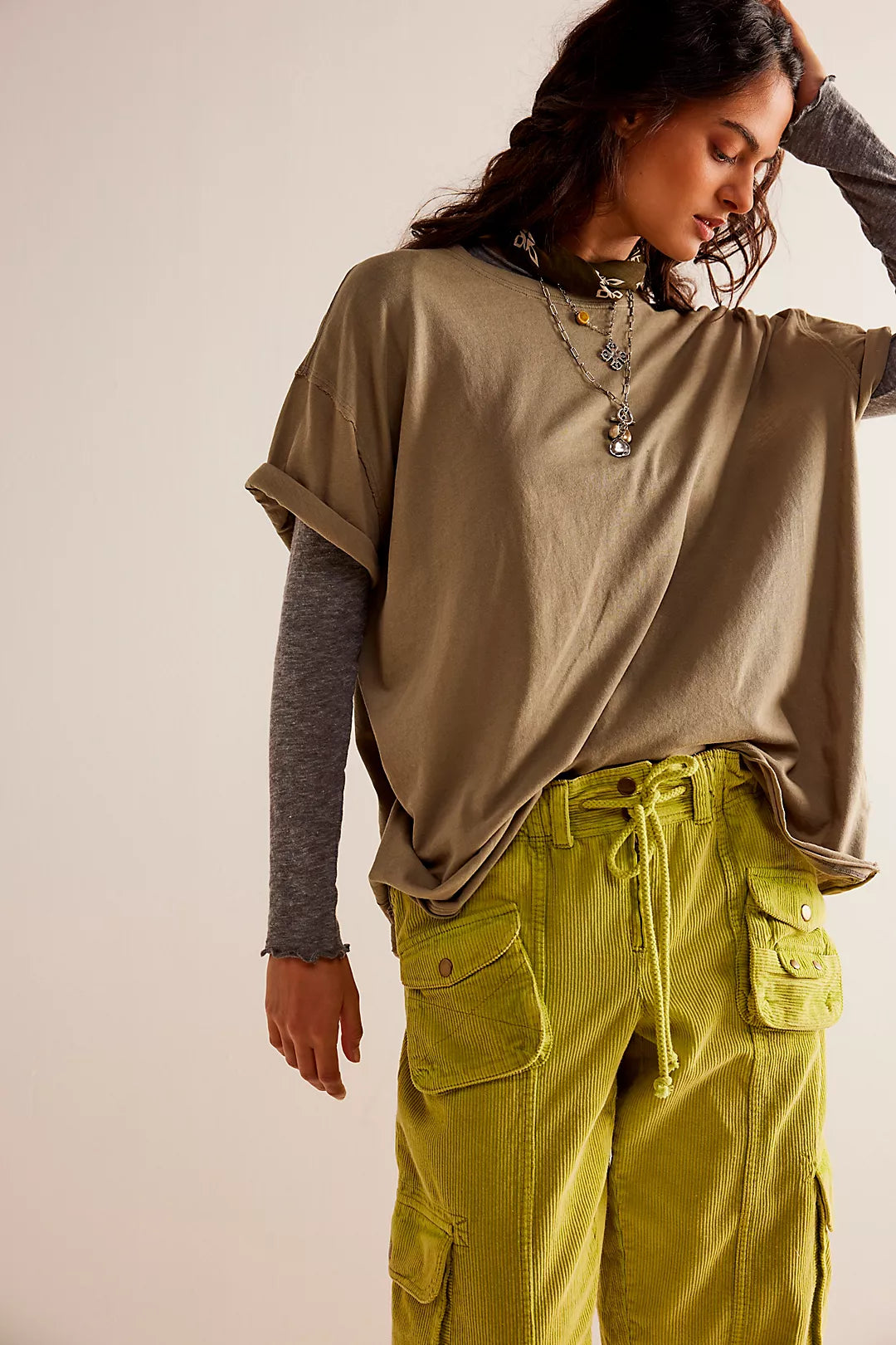 Free People: Nina Tee in Olive Stone