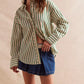 Free People: Varstiy Vibes Shirt in Green Combo