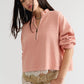 Free People: Celeste 1/4 Zip in Coral Pink