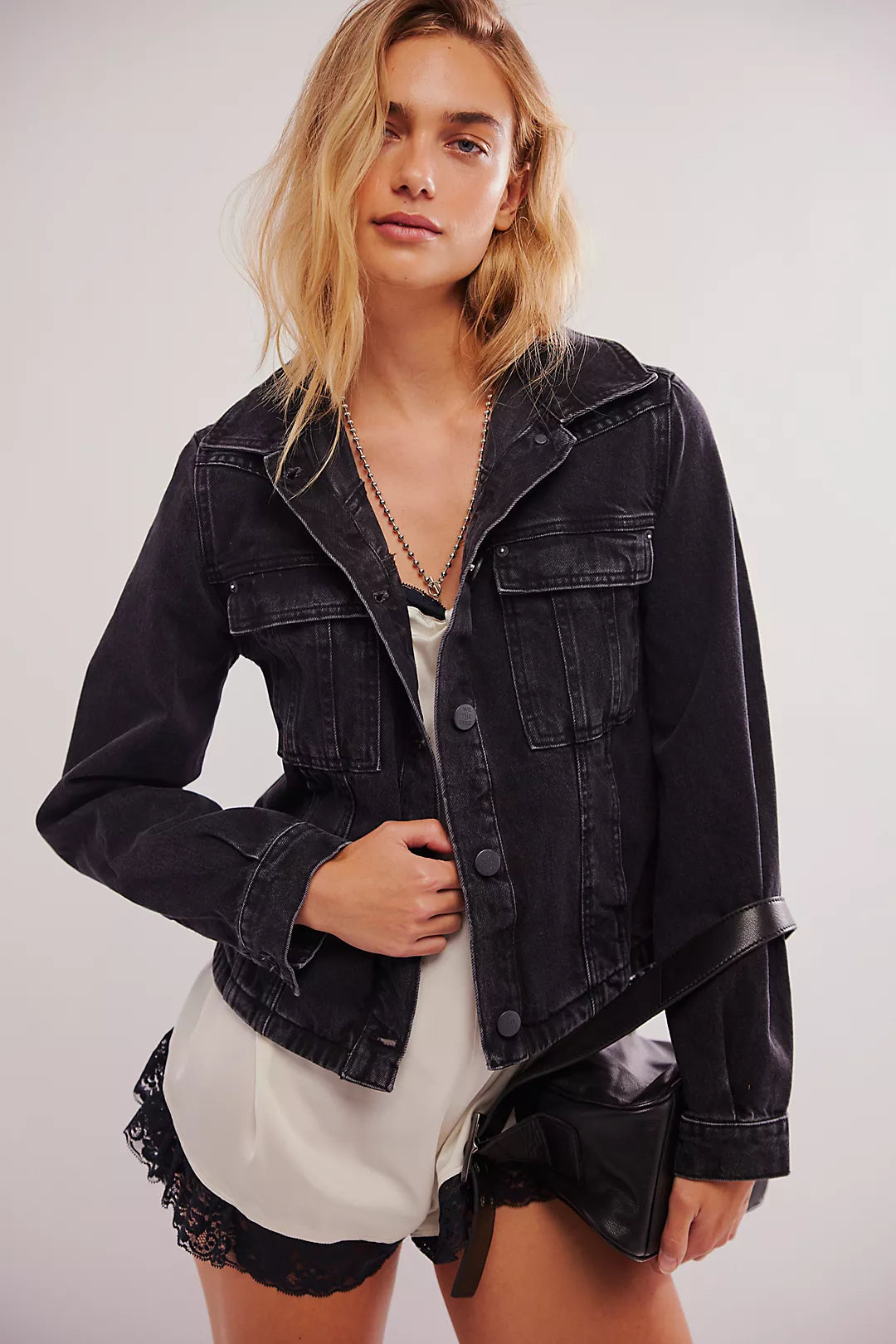 Free People: Jayde Jacket in Washed Black