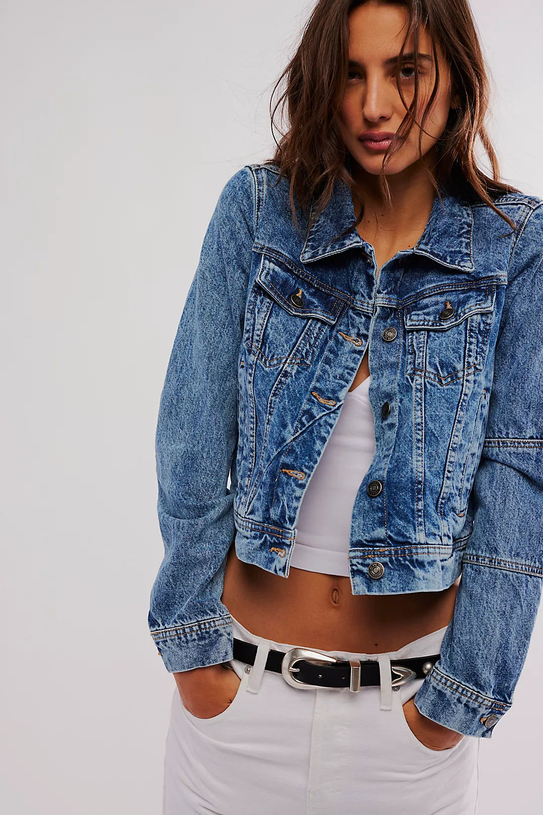 Free People: Rumors Denim Jacket in Light Indigo