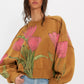 Free People: Gaia Sweatshirt in Tulip Brown Combo