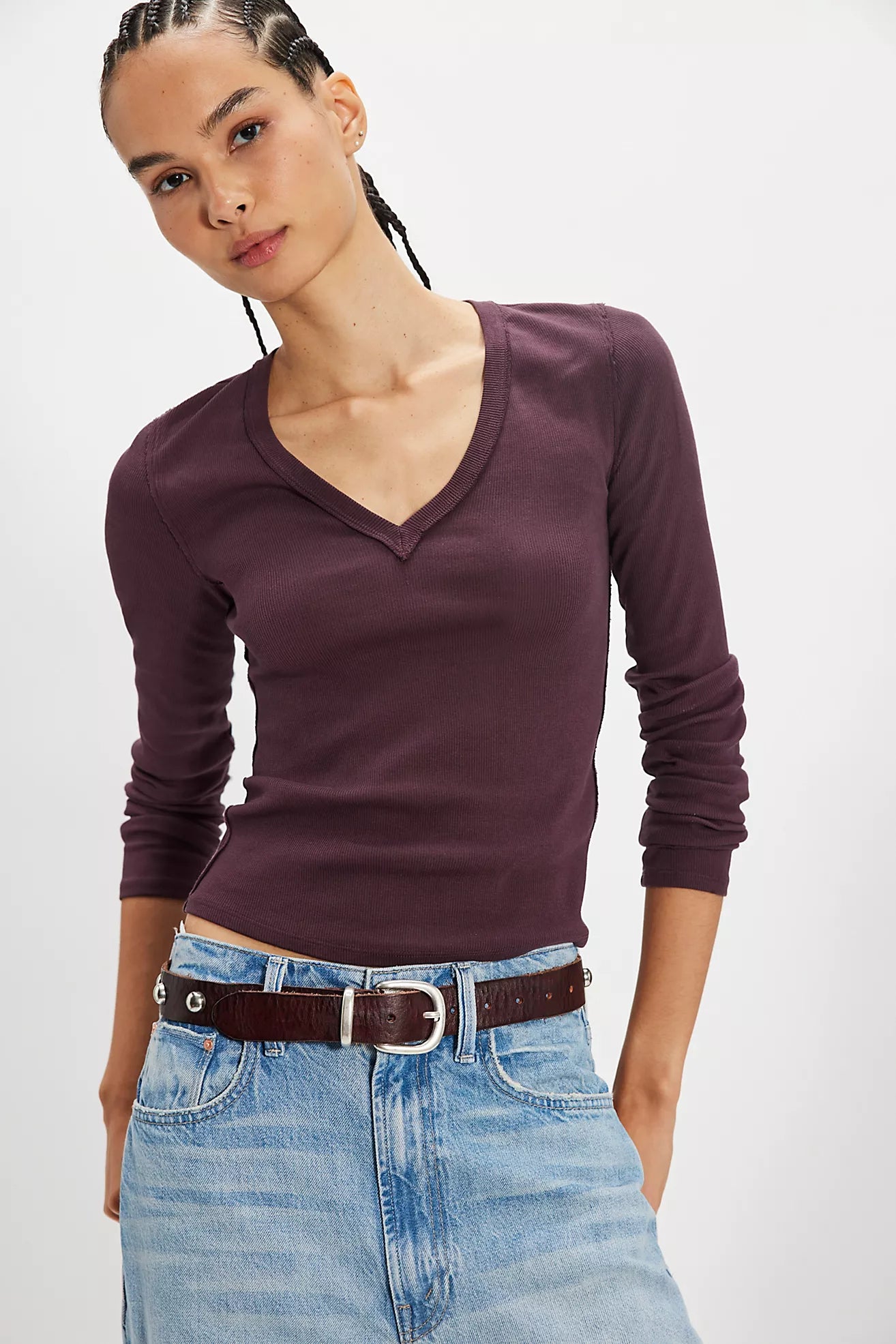 Free People : Neria Long Sleeve in Vintage Grape