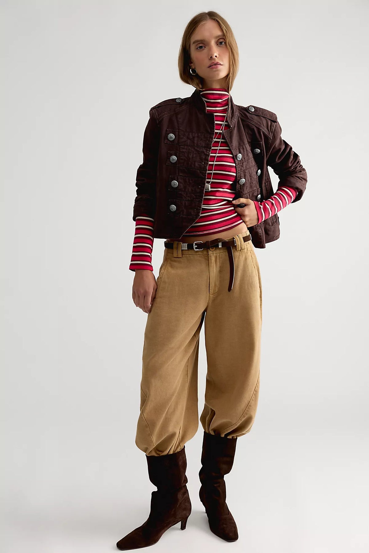 Free People: Good Good Stripe Turtleneck in Red Combo