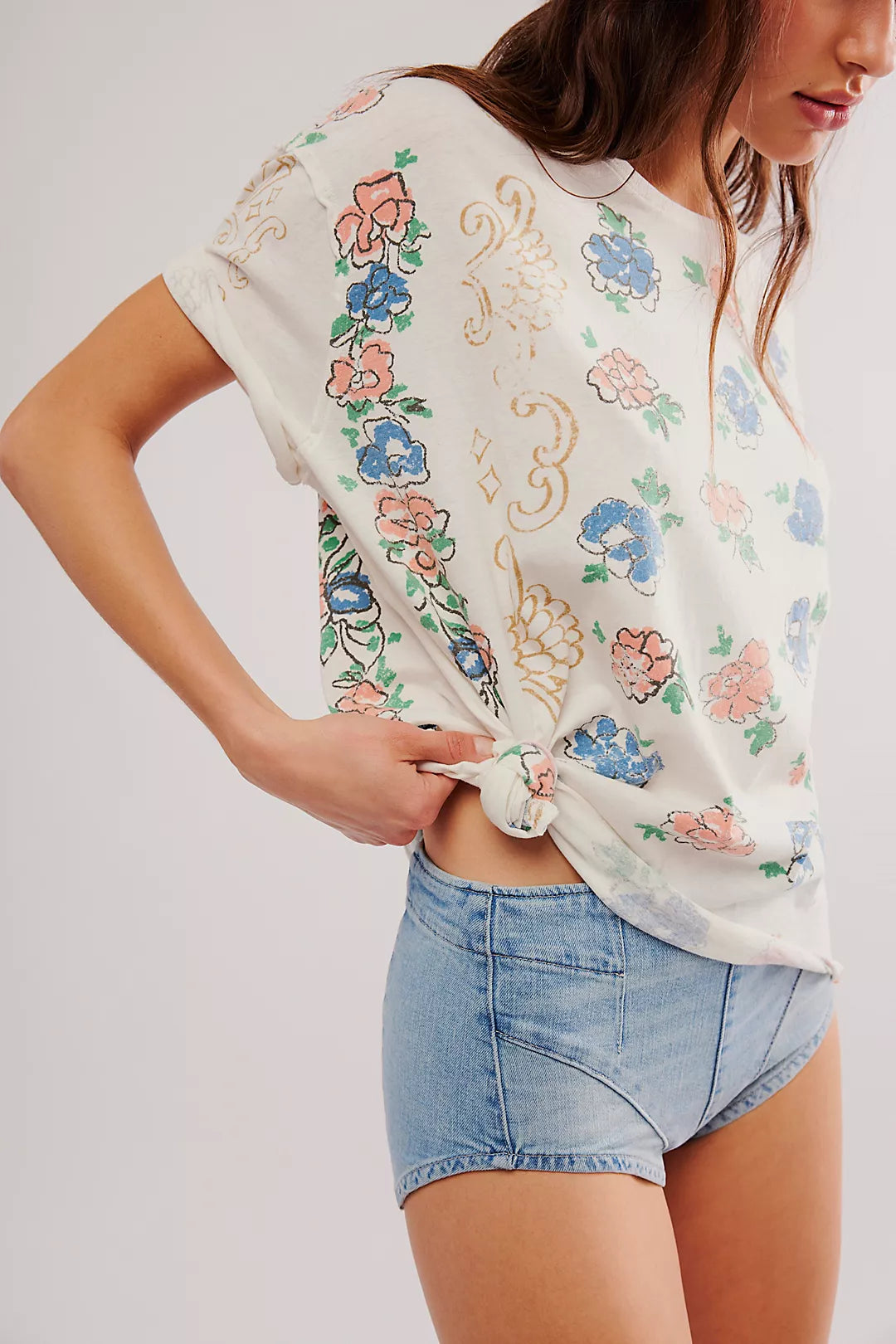 Free People: Nina Bohme Tee in Ivory Combo