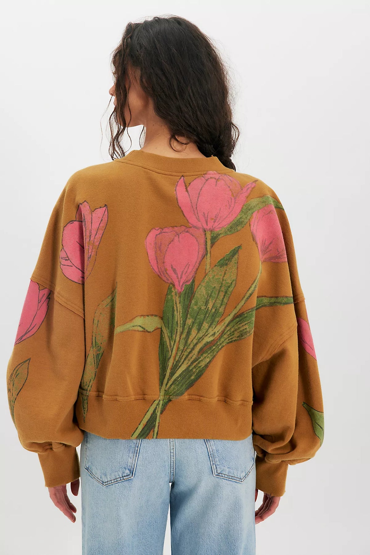 Free People: Gaia Sweatshirt in Tulip Brown Combo