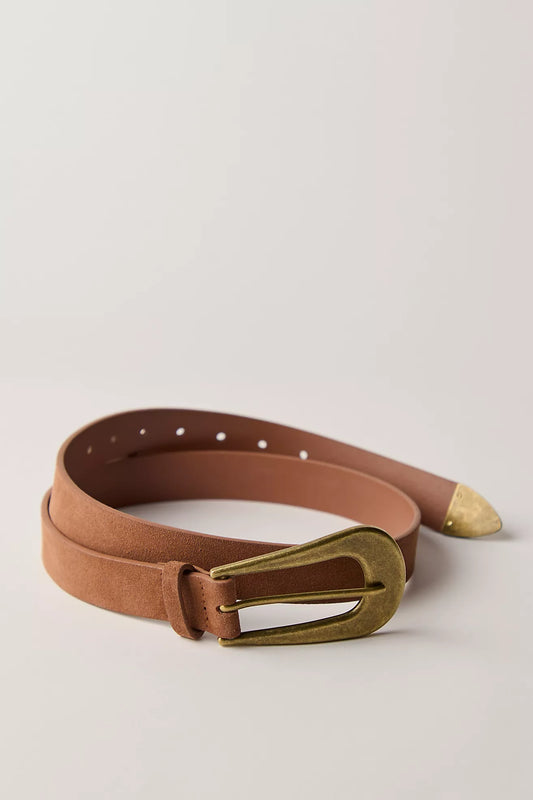 Free People: Cannon Suede Belt in Cognac