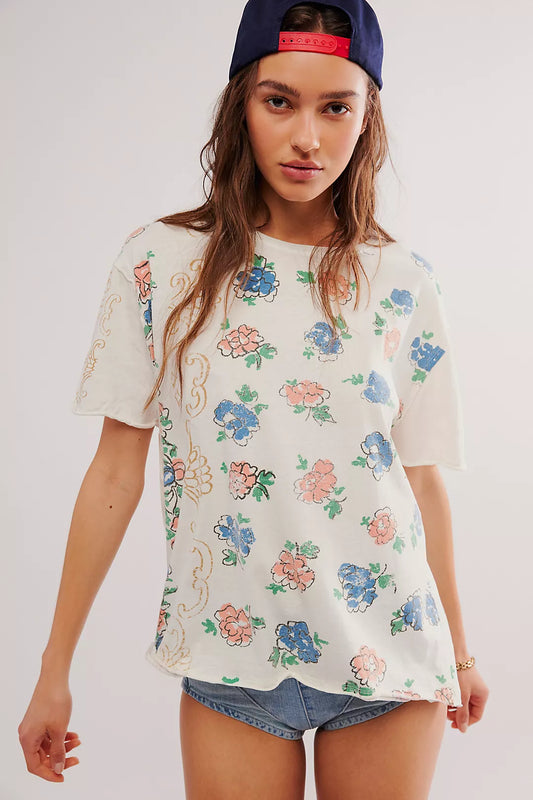 Free People: Nina Bohme Tee in Ivory Combo