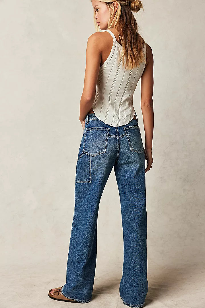 Free People: Tinsley High Rise Baggy Jean in Hazy Blue