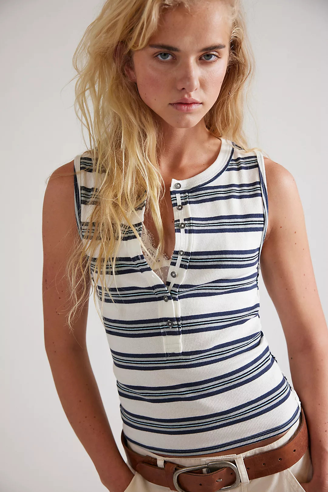Free People: Jamie Henley Tank in White Combo