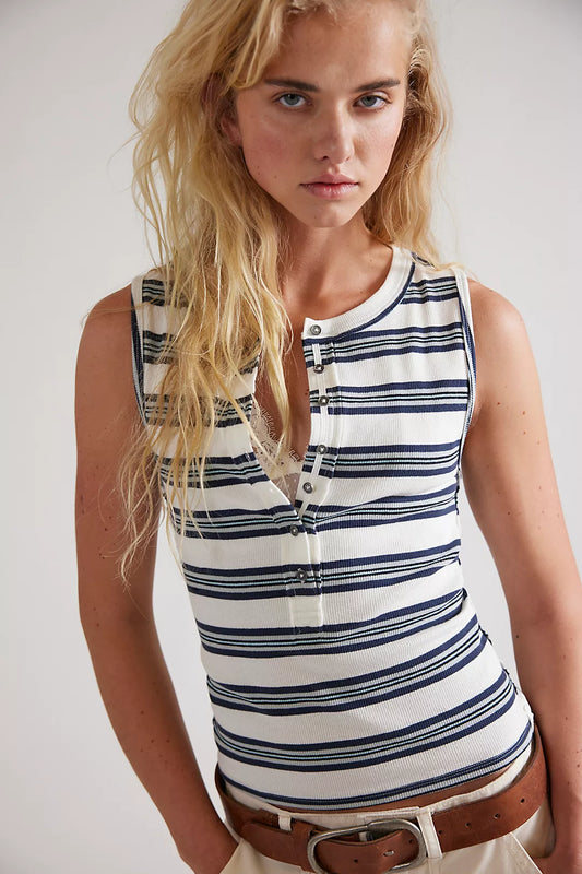 Free People: Jamie Henley Tank in White Combo