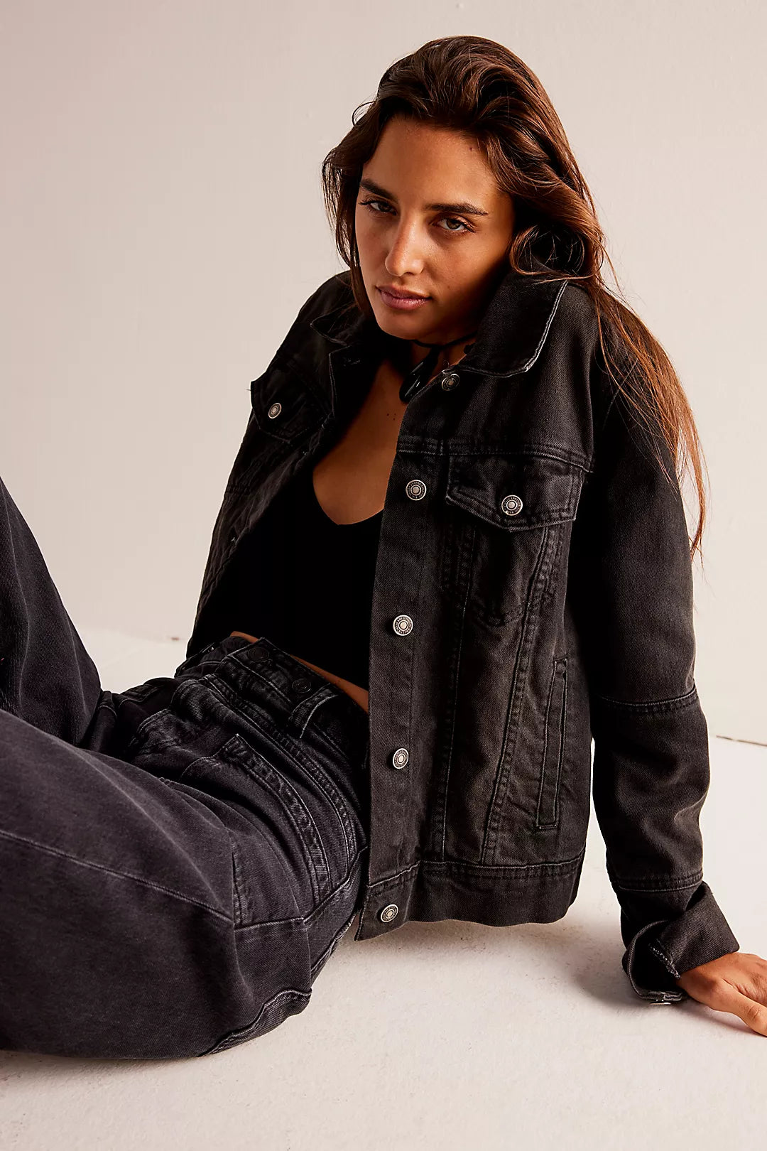 Free People: Rumors Denim Jacket in Black