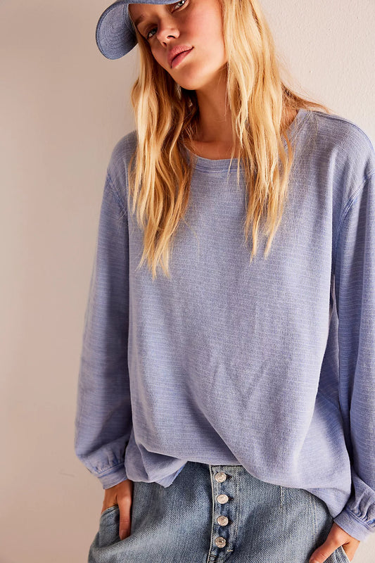 Free People: Soul Song Top in Blue Heron