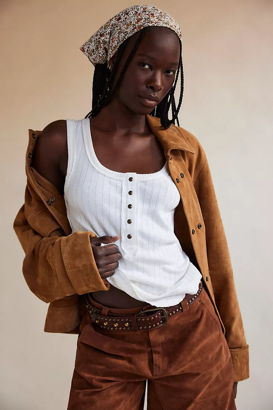 Free People : Bryson Henley Tank in Ivory