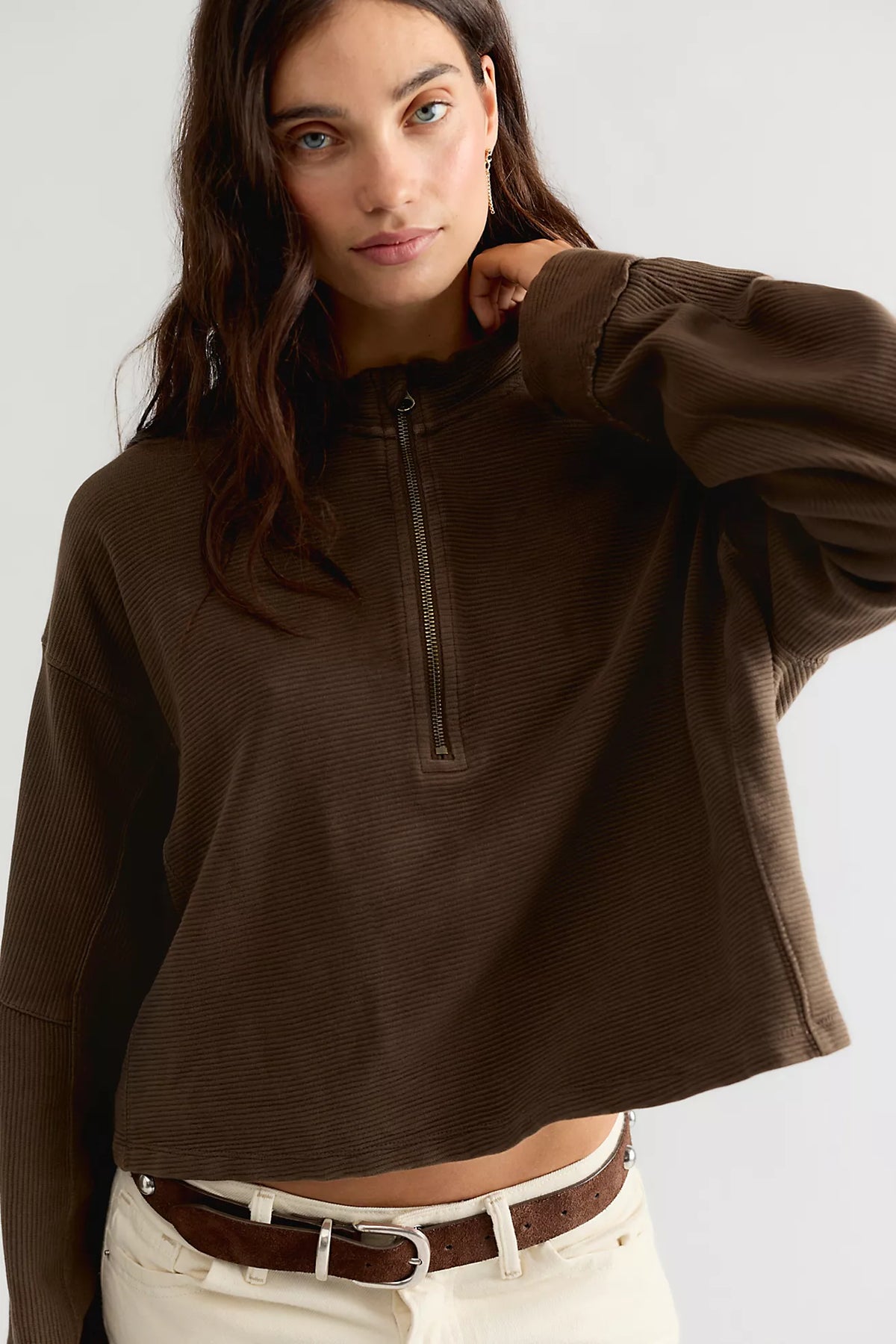 Free People: Celeste 1/4 Zip in Teak
