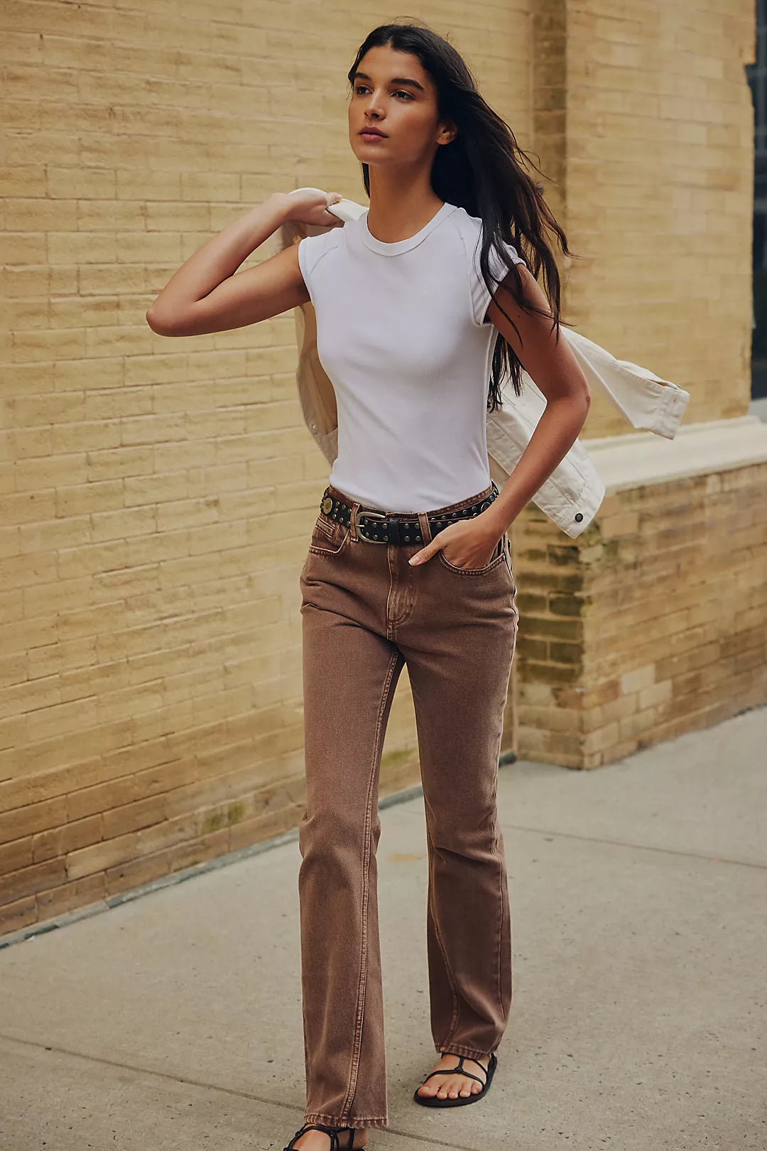 Free People: Xena Slim Straight in Chocolate Mousse