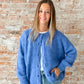 blue button sweater cardigan